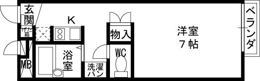 レオパレスソレイユ(1K/2階)の間取り写真