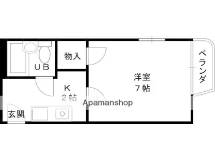 グリーンコーポみと(1K/2階)の間取り写真