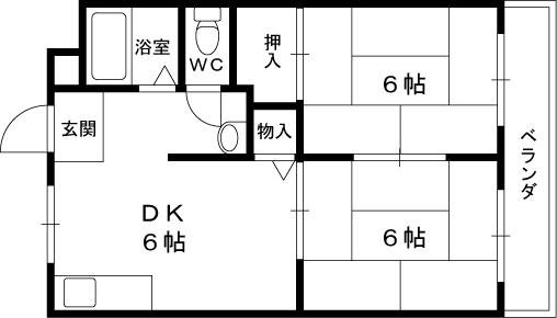 サンビレッジナカニシ(2DK/2階)の間取り写真