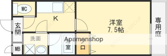 プライム・ヒルズ(1K/1階)の間取り写真