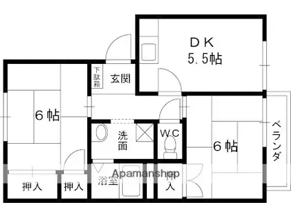 メイプルハイツ水池(2DK/1階)の間取り写真