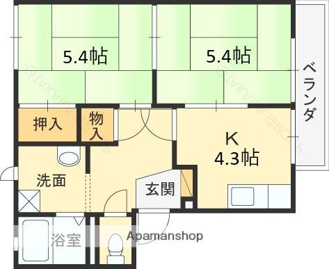 小阪グリーンハイツ(2K/2階)の間取り写真