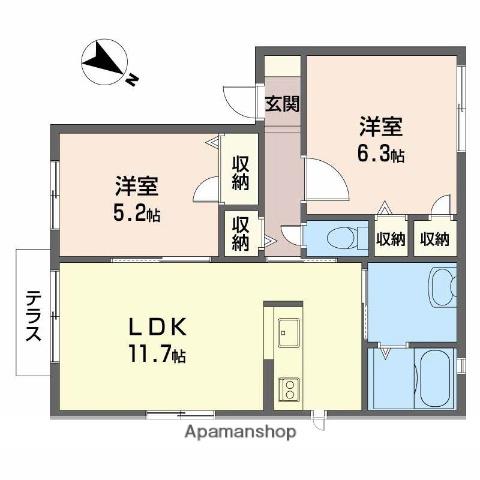メゾン石川(2LDK/1階)の間取り写真