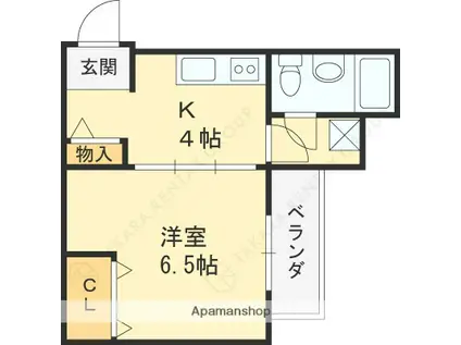 ハイツヤマトⅡ(1DK/2階)の間取り写真