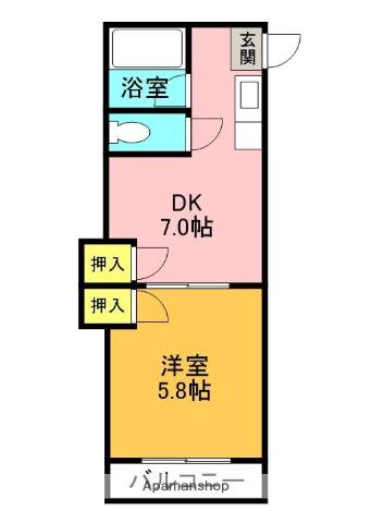 ハイツ北之町A(1DK/4階)の間取り写真