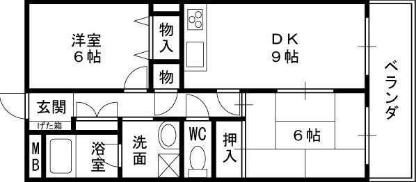 サムティ伊丹西台(2DK/8階)の間取り写真