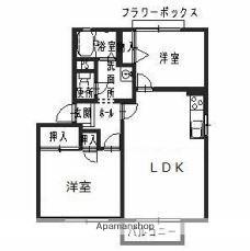 メゾン・リヴァージュB棟(2LDK/2階)の間取り写真