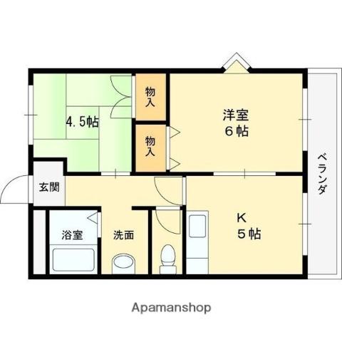 バウハウス(2K/4階)の間取り写真