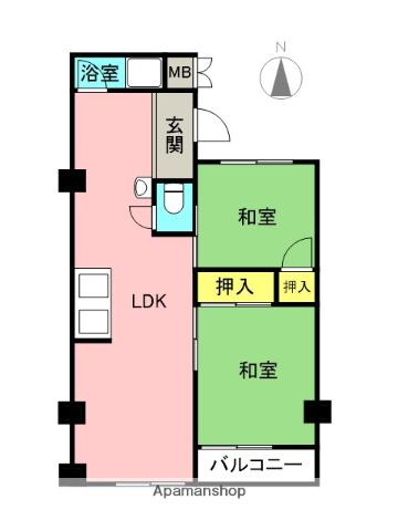 甲子園第3コーポラス(2LDK/4階)の間取り写真