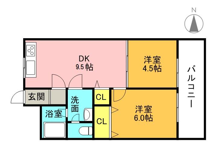 ウインドヒル香里Ⅰ(2DK/7階)の間取り写真