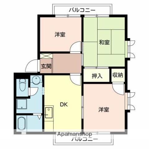 サンベルテ福田(3DK/2階)の間取り写真