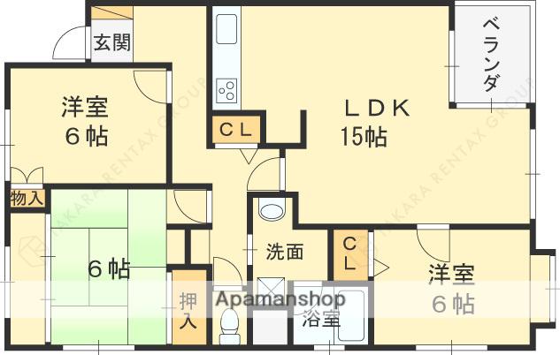 グリーンヒル夙川(3LDK/2階)の間取り写真