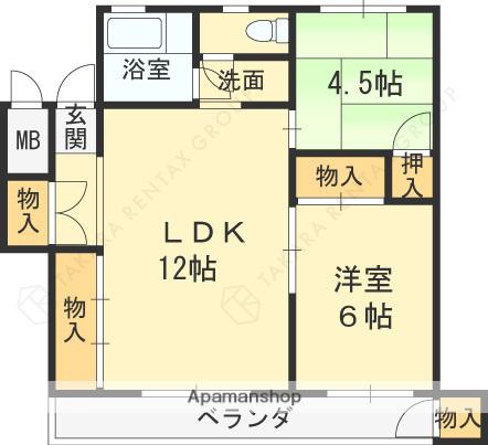 和泉グリーンコーポ(2LDK/2階)の間取り写真