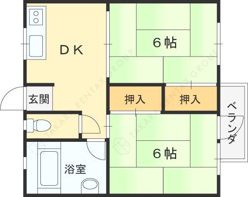 青葉ハイツ(2DK/3階)の間取り写真