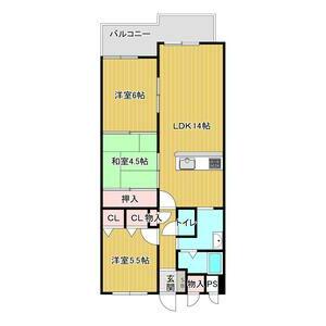日光ハイツ香里第5(3LDK/10階)の間取り写真