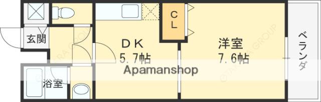 ラパス高倉台Ⅱ番館(1DK/2階)の間取り写真