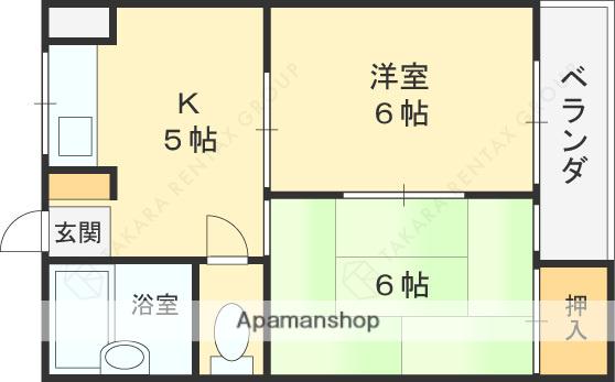 ナンソーコーポⅡ(2K/4階)の間取り写真