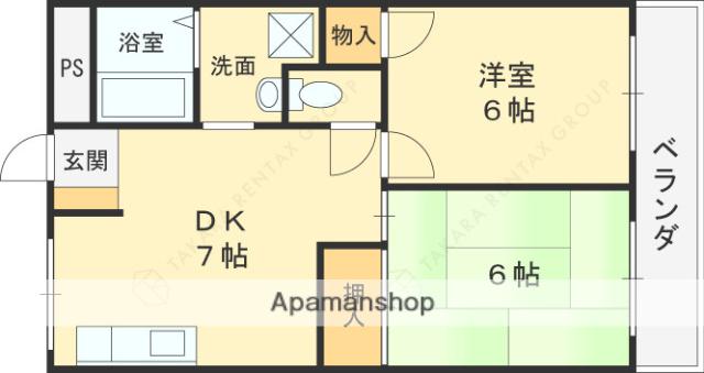 同仁マンション(2DK/1階)の間取り写真