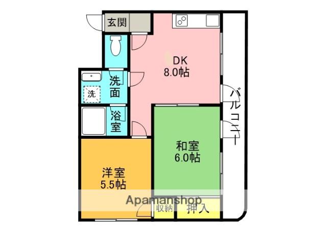 レスターテⅡ(2DK/3階)の間取り写真