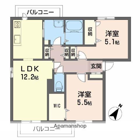カーサ・ミーアⅡ(2LDK/2階)の間取り写真