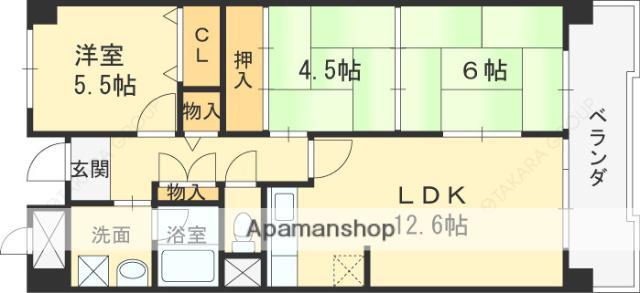 ドミール有住・光明池(3LDK/4階)の間取り写真