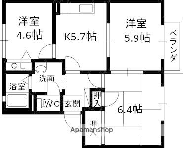リヴェール・ド・ヴィラⅠ・Ⅱ(3K/1階)の間取り写真