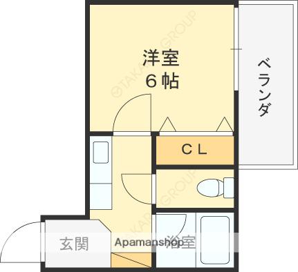 シャルマンフジ西宮参番館(1K/1階)の間取り写真