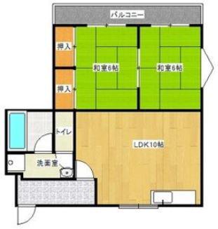 ビートル山本北E棟(2LDK/1階)の間取り写真