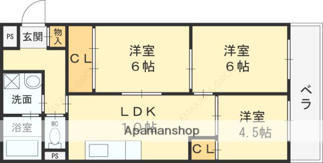サンライズ 長田(3LDK/6階)の間取り写真