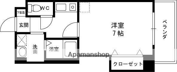 Mプラザ香里参番館(1K/4階)の間取り写真