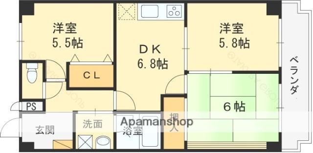 ピソ・キタノ(3DK/1階)の間取り写真