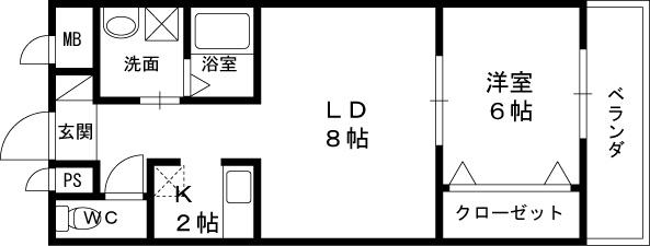 セカンドパレス(1LDK/1階)の間取り写真