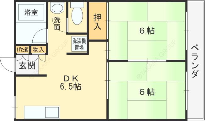 沼卯マンション(2DK/2階)の間取り写真