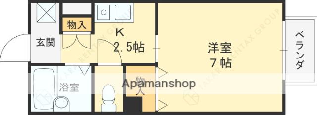 エスペーロ甲東(1K/1階)の間取り写真