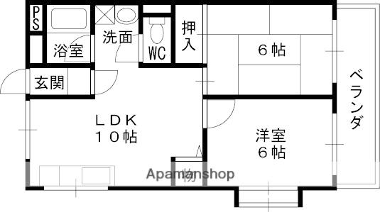 メゾン井阪(2LDK/1階)の間取り写真