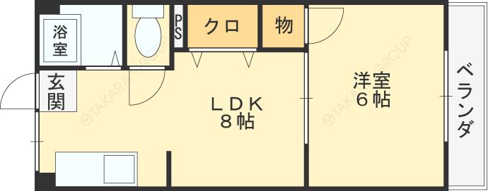 柴本マンション(1LDK/4階)の間取り写真