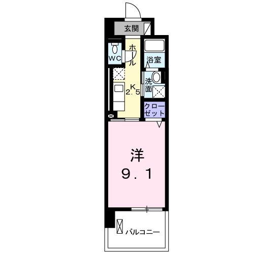 KIフー・ドアル・ティ・フェス・ビュー(1K/5階)の間取り写真