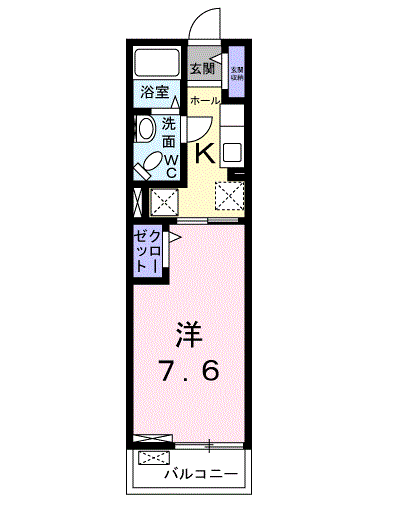 ヴォヌール鳳(1K/1階)の間取り写真
