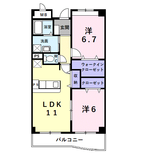 ラフォーレ(2LDK/4階)の間取り写真