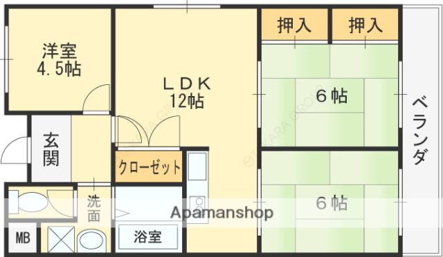 メゾンカタケ(3LDK/4階)の間取り写真