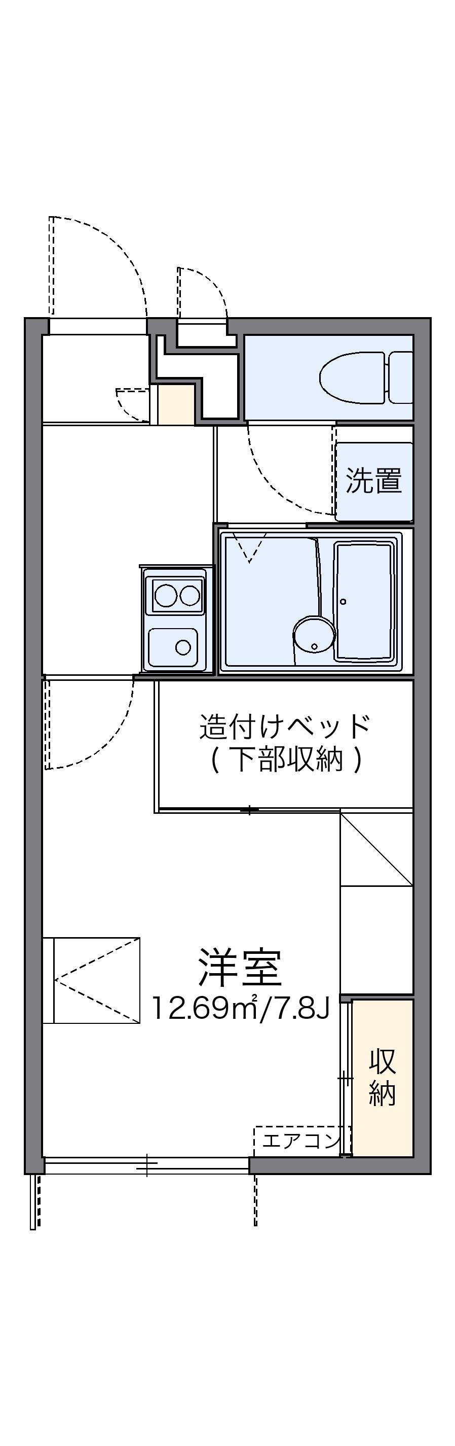 レオパレステイルザウエスト(1K/1階)の間取り写真