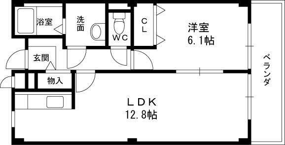 セトルⅠ(1LDK/1階)の間取り写真