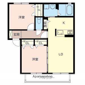 グレース初芝(2LDK/2階)の間取り写真