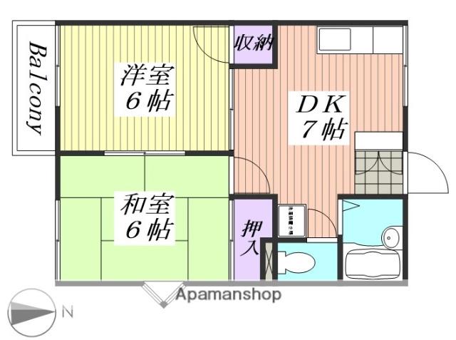 ウィンベル・ハイツ(2DK/1階)の間取り写真