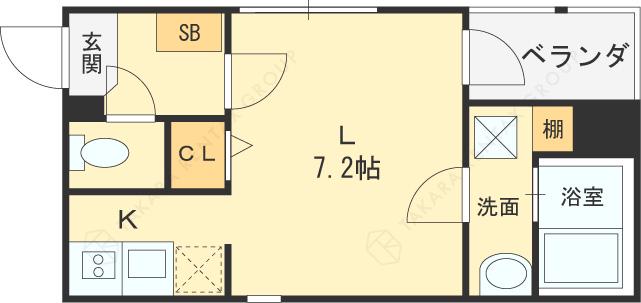 ハーモニーテラス御厨中(ワンルーム/2階)の間取り写真