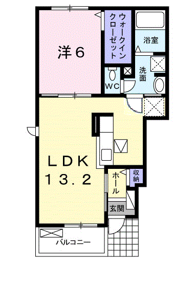 ルミエール ソレイユ(1LDK/1階)の間取り写真