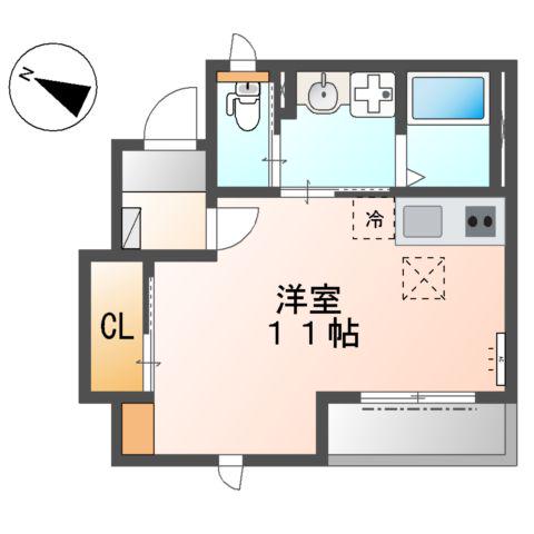 ルナヴォワール(ワンルーム/1階)の間取り写真