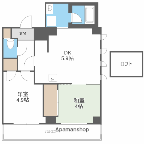 ウィンベルソロ立花(2K/5階)の間取り写真