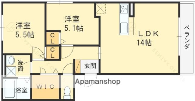 AG COURT(2LDK/2階)の間取り写真