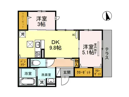 コンフォール甲子園口(1LDK/1階)の間取り写真